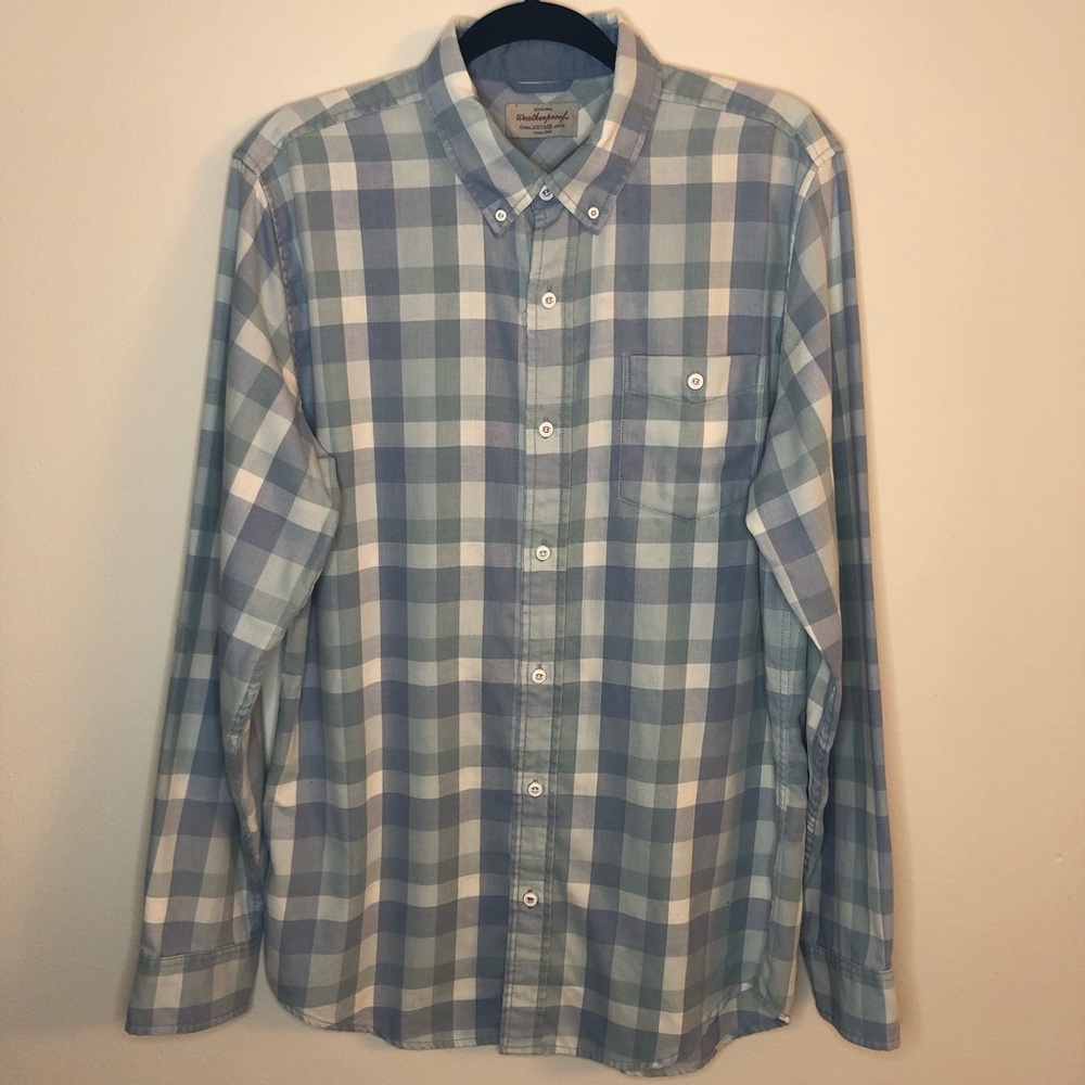 Weatherproof Vintage Men’s Medium Button Down Blue Medium Oxford Long Sleeve